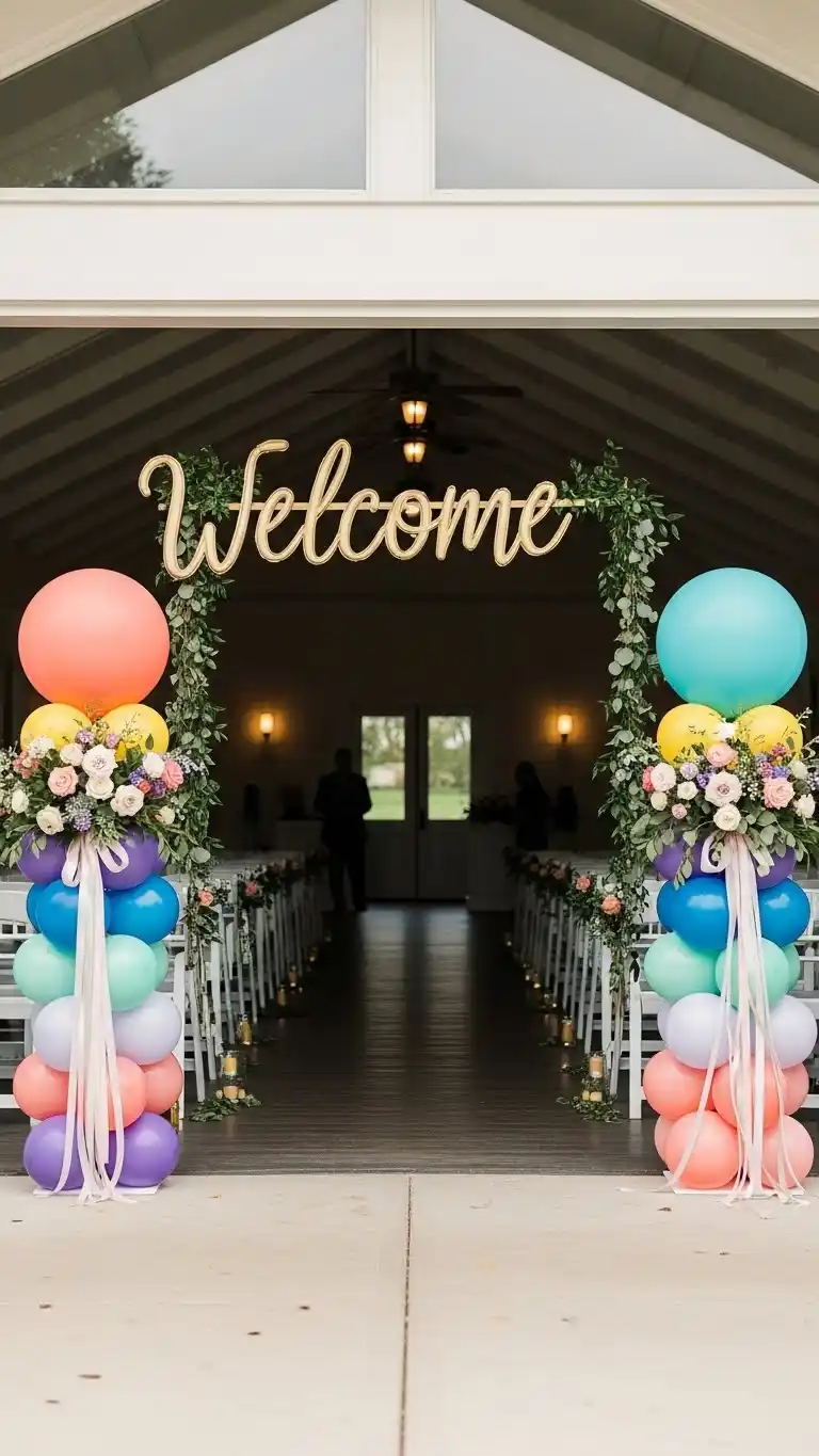 23 Ceremony Entrance Decor Ideas for a Stunning Welcome 13 Balloon Columns