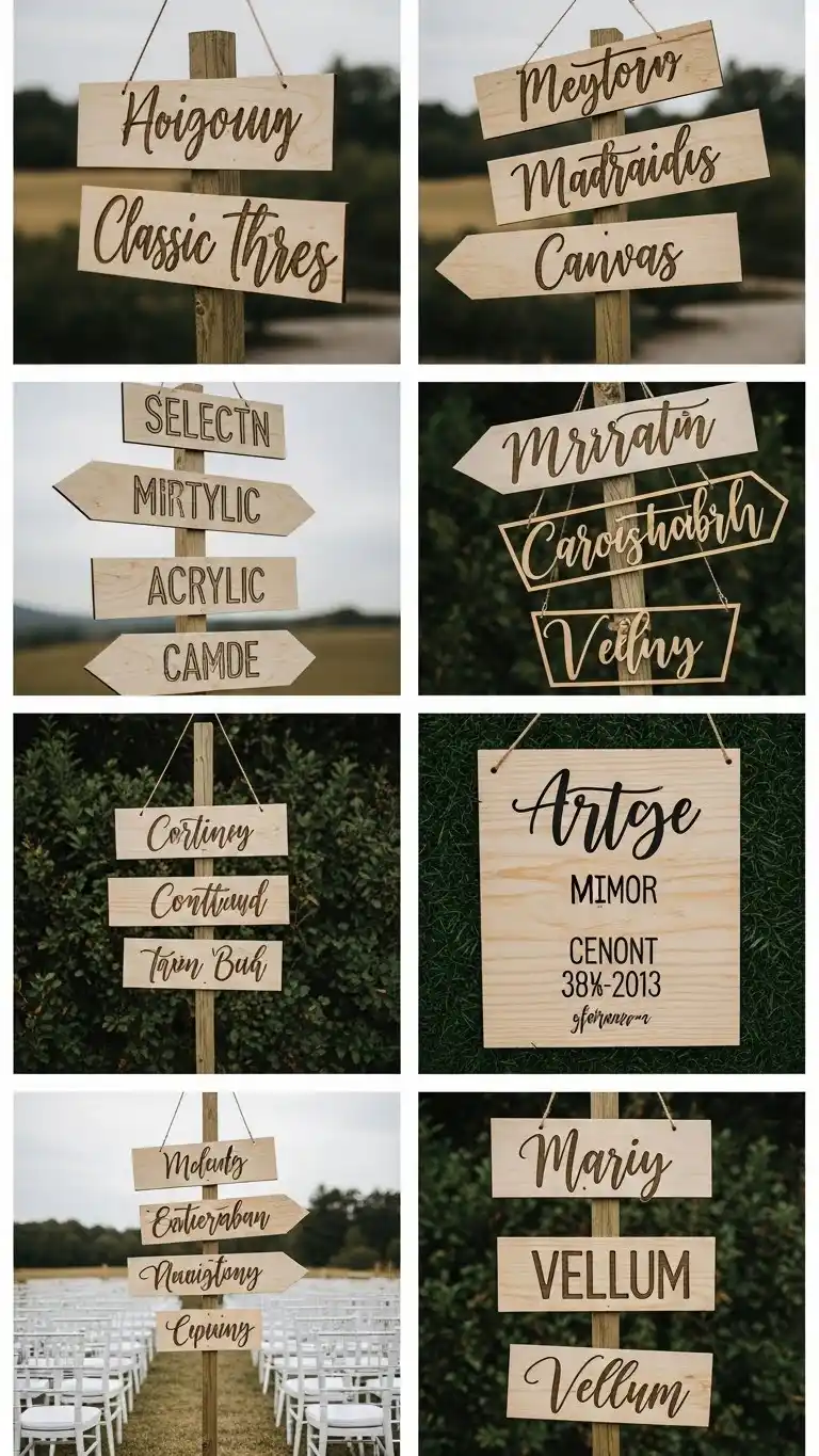 25 Wedding Sign Ideas That Add Charm to Your Big Day 4 Choosing the Right Material, Style, and Size for Wedding Signs