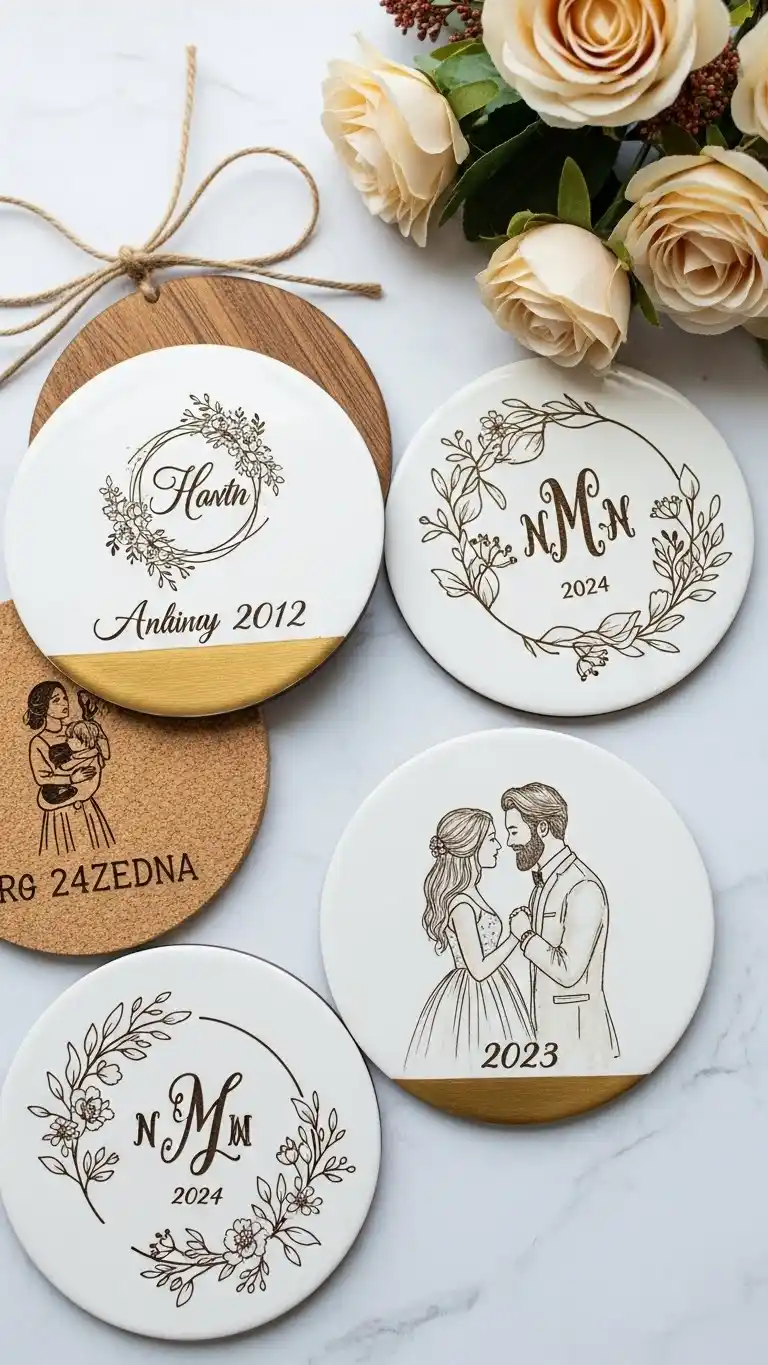 25 Stunning DIY Wedding Favors That Look Expensive 22 Customized Coasters