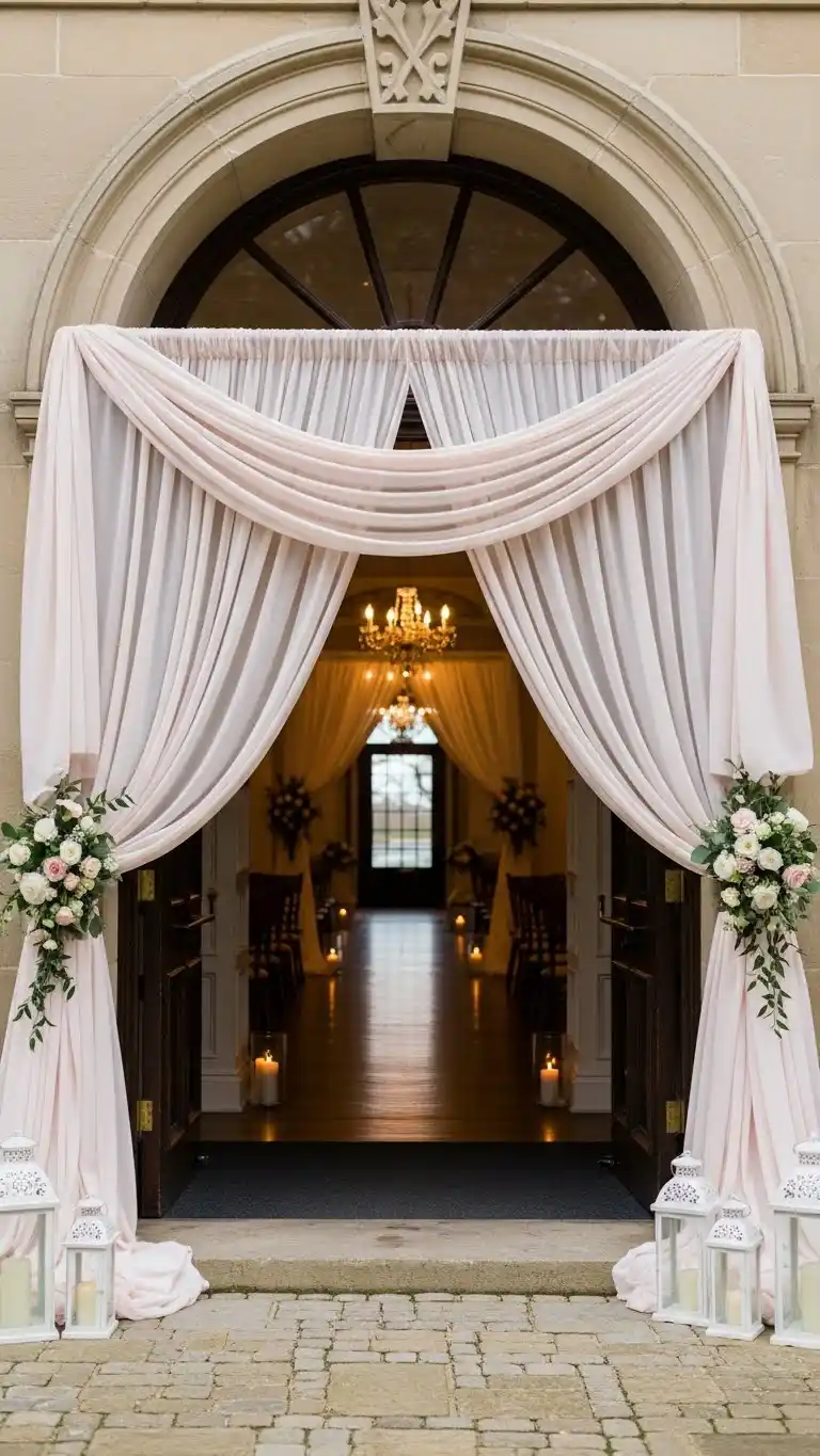 21 Creative Wedding Entrance Decor Ideas to Amaze Your Guests 9 Draped Fabric Entrances