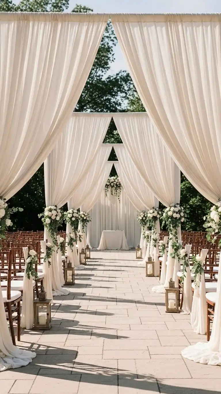23 Creative Wedding Aisle Decor Ideas for Every Style 9 Fabric Drapes