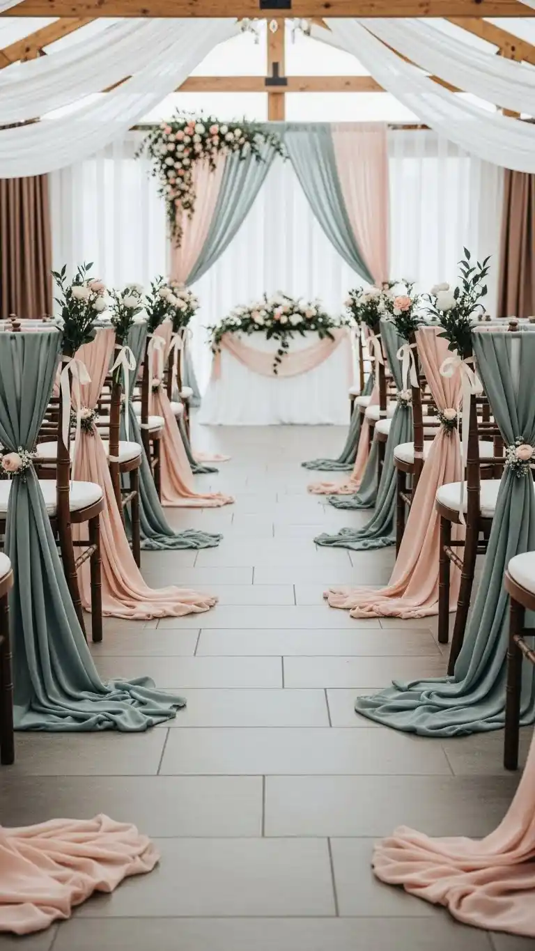23 Creative Wedding Aisle Decor Ideas for Every Style 24 Fabric Draping Along Chairs