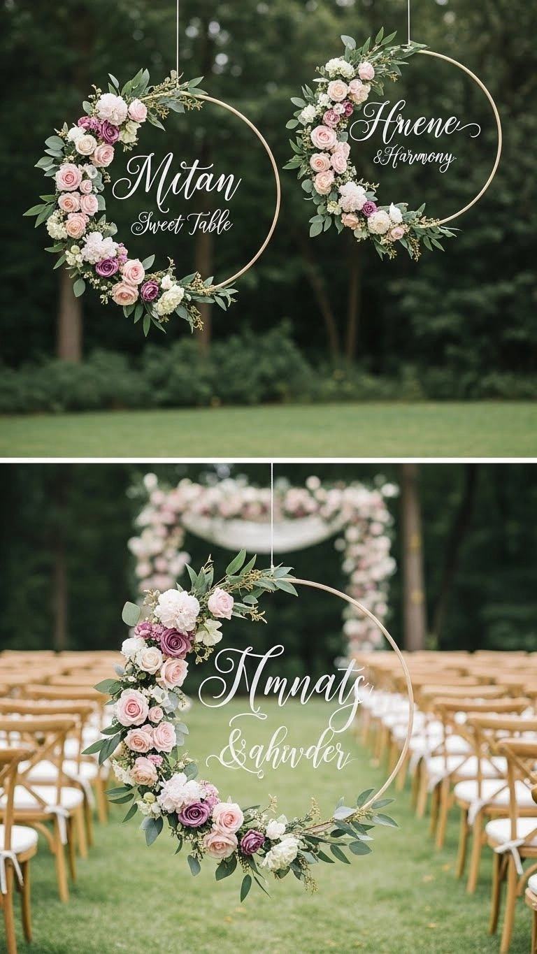 25 Wedding Sign Ideas That Add Charm to Your Big Day 22 Floral Hoop Signs for Romantic Themes