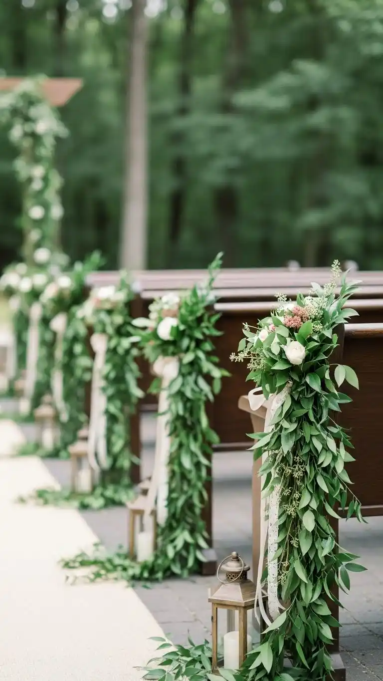 23 Creative Wedding Aisle Decor Ideas for Every Style 8 Greenery Garlands
