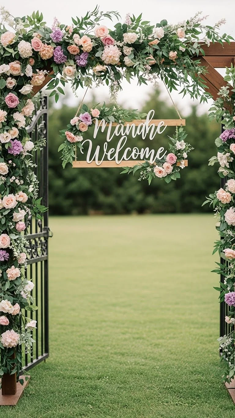 25 Wedding Sign Ideas That Add Charm to Your Big Day 14 Hanging Floral Sign