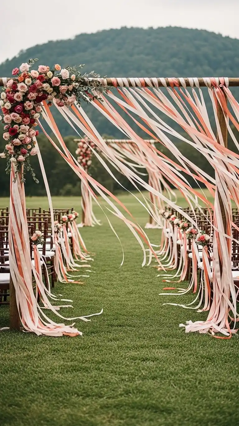 23 Creative Wedding Aisle Decor Ideas for Every Style 20 Ribbon Streamers