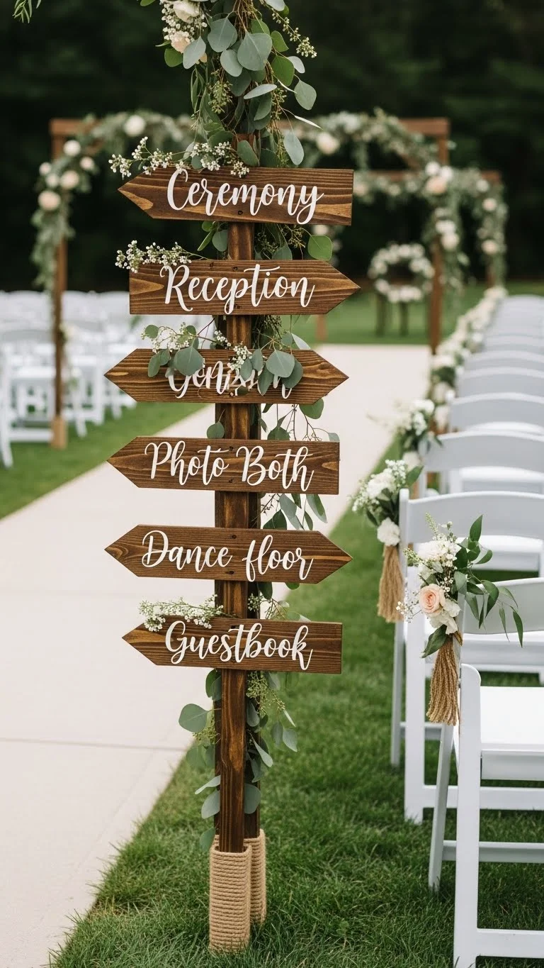 25 Wedding Sign Ideas That Add Charm to Your Big Day 15 Rustic Wooden Directional Wedding Signs