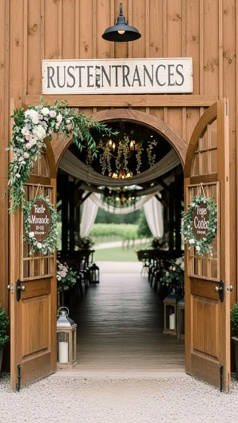 23 Ceremony Entrance Decor Ideas for a Stunning Welcome 8 Rustic Wooden Entrances