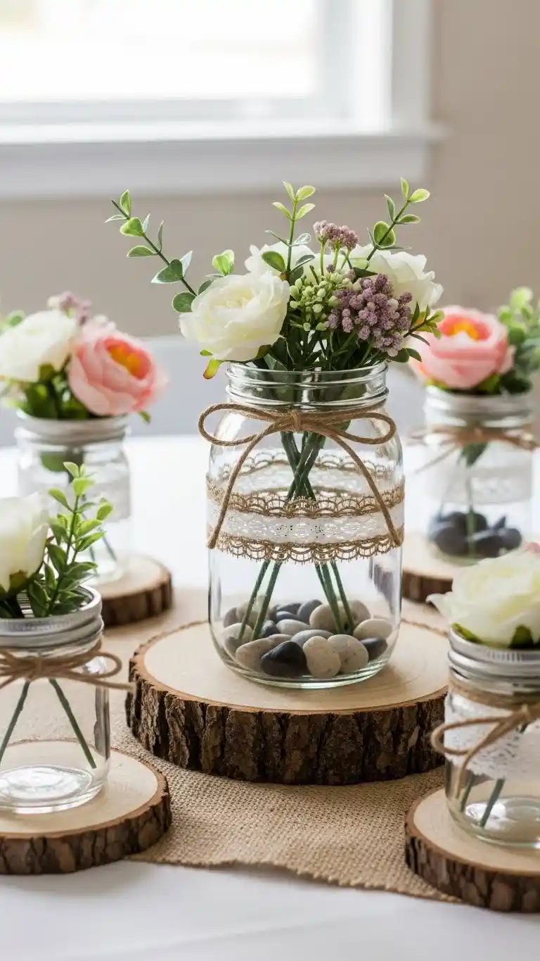 26 DIY Wedding Decorations on a Budget That Look Expensive 4 1. DIY Mason Jar Centerpieces