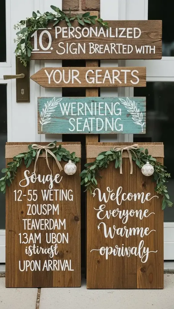 26 DIY Wedding Decorations on a Budget That Look Expensive 13 10. Personalized Sign Boards Created with Scrap Wood
