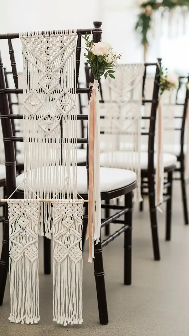 19 DIY Boho Wedding Decor Ideas to Transform Your Venue 16 12. Macrame Chair Decorations