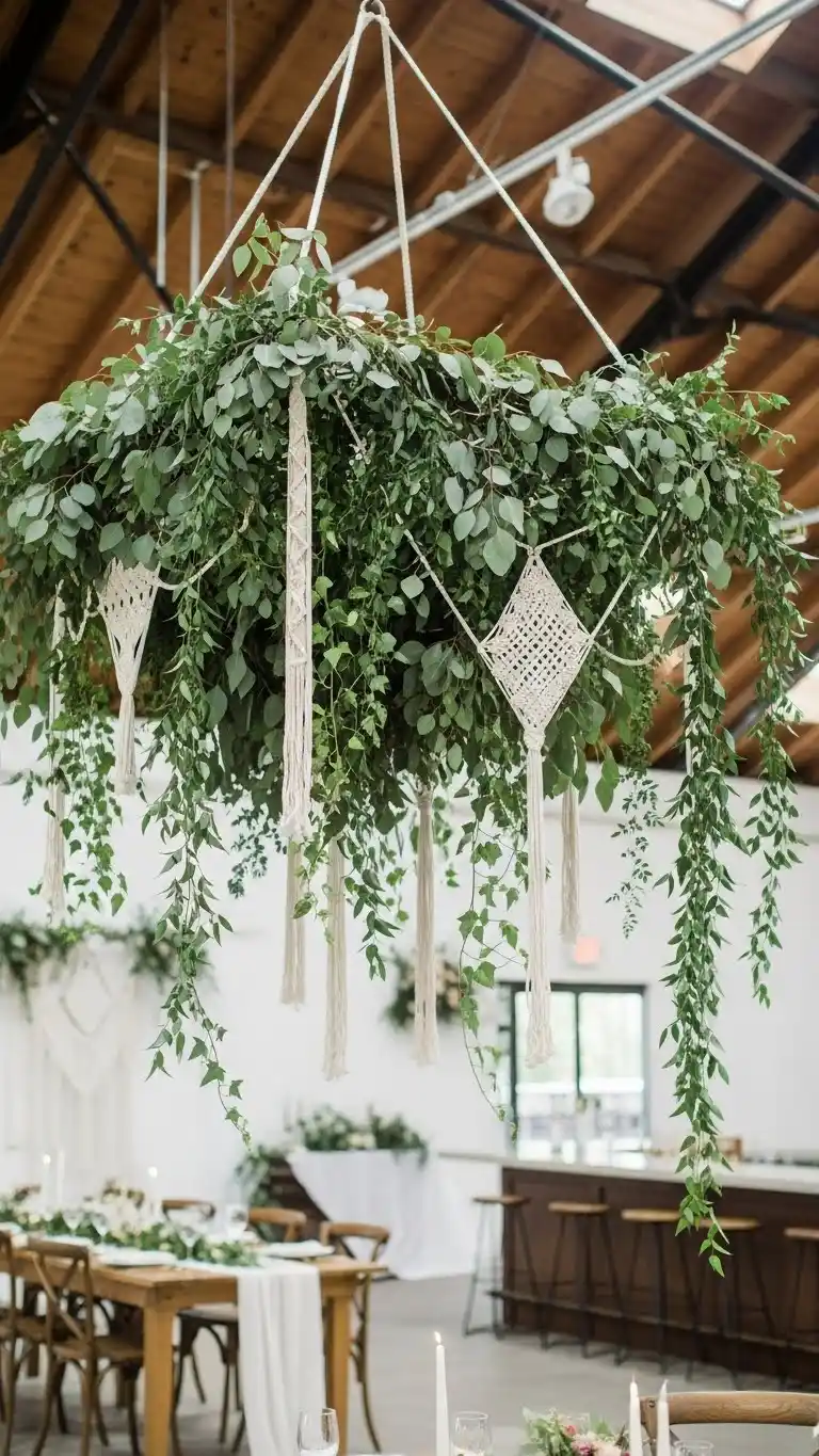 19 DIY Boho Wedding Decor Ideas to Transform Your Venue 20 16. Hanging Greenery Installations 2