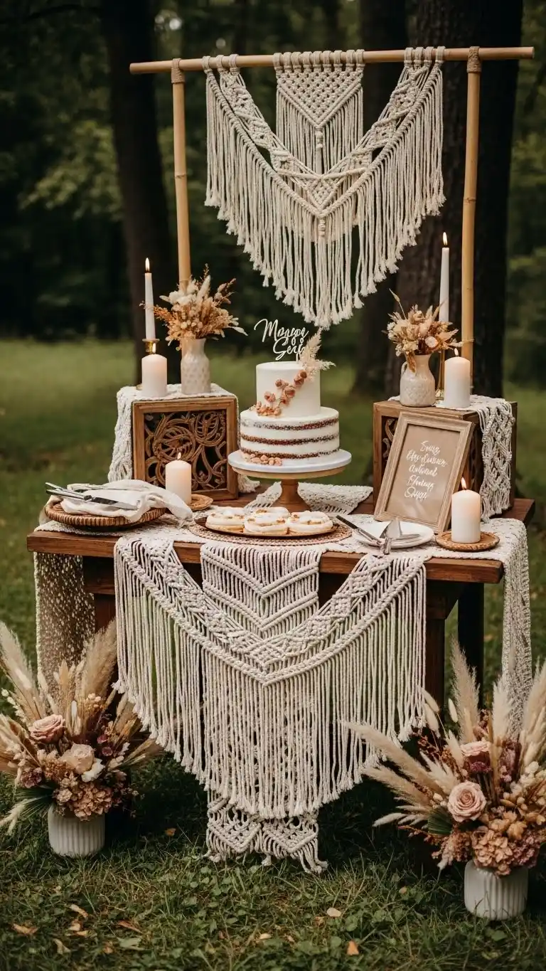 19 DIY Boho Wedding Decor Ideas to Transform Your Venue 23 19. Personalized Boho Cake Tables