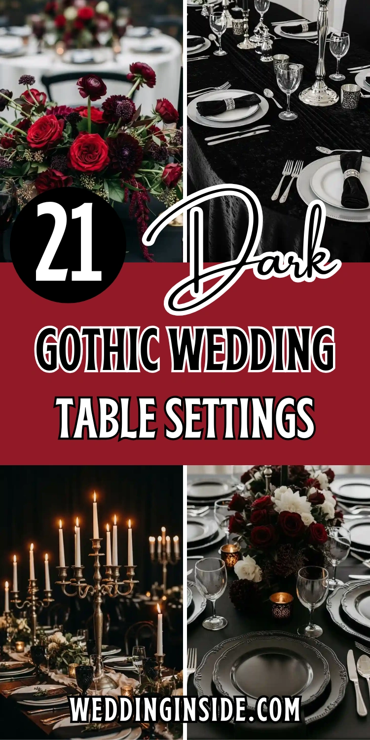 21 Gothic Wedding Table Settings That Make a Statement 2 21 Dark Gothic Wedding Table Settings 1