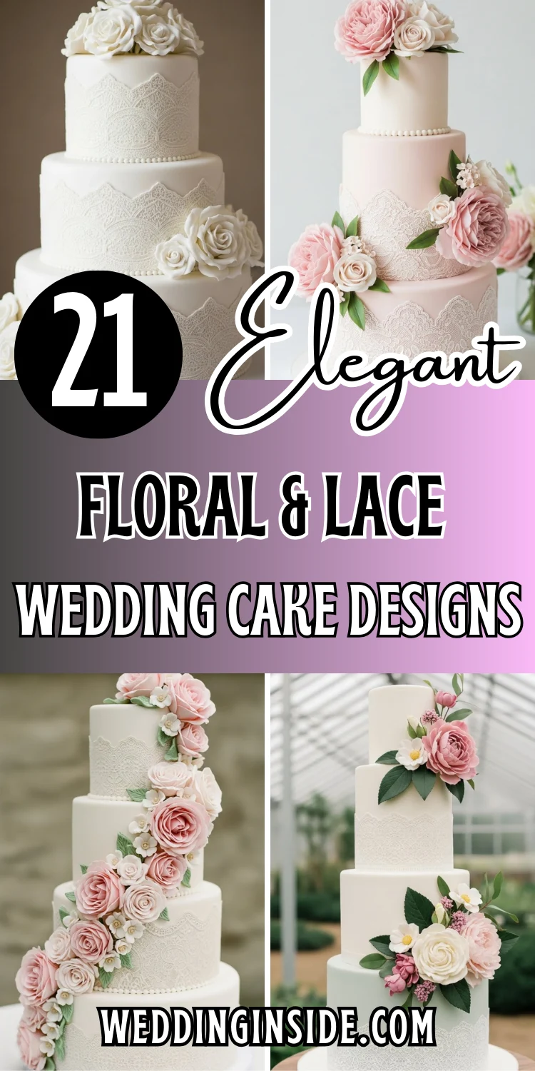 Floral and Lace Wedding Cake Designs: 21 Elegant Ideas 2 21 Floral and Lace Wedding Cake Designs