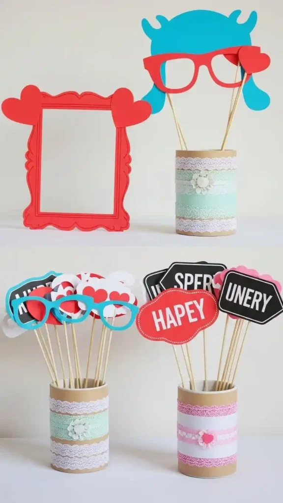 26 DIY Wedding Decorations on a Budget That Look Expensive 24 21. Photo Booth Props Made