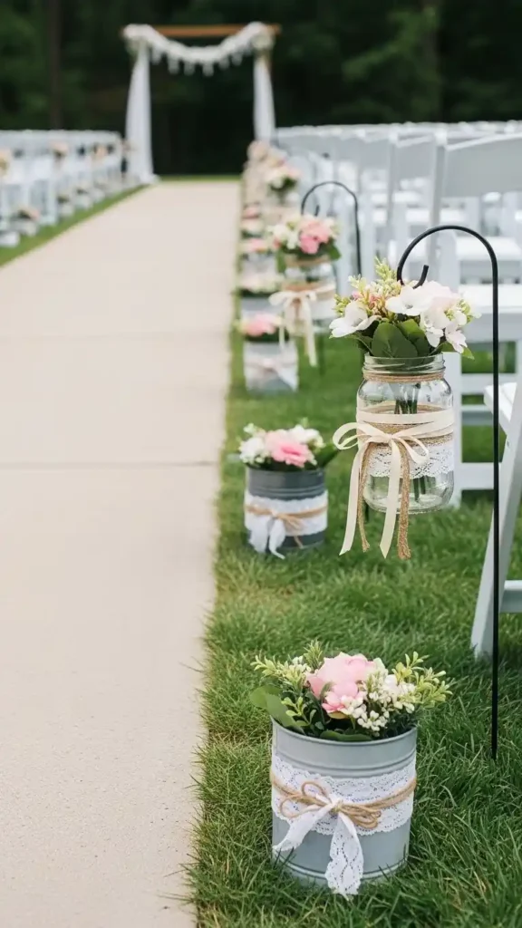 26 DIY Wedding Decorations on a Budget That Look Expensive 8 5. DIY Wedding Aisle Markers Using Recycled Containers