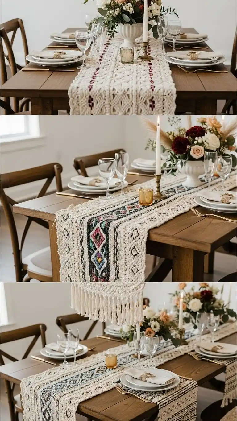 19 DIY Boho Wedding Decor Ideas to Transform Your Venue 9 5. Woven Table Runners