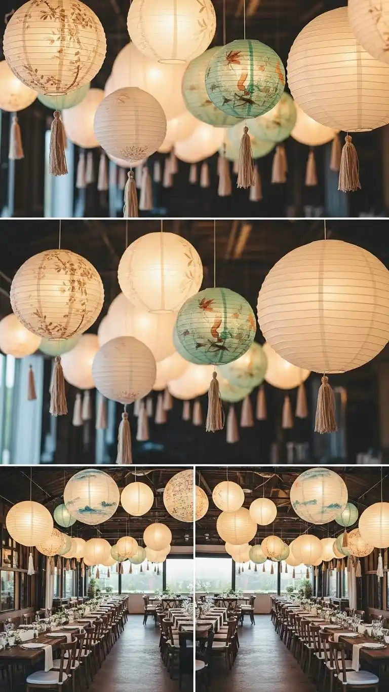19 DIY Boho Wedding Decor Ideas to Transform Your Venue 10 6. Hanging Paper Lanterns