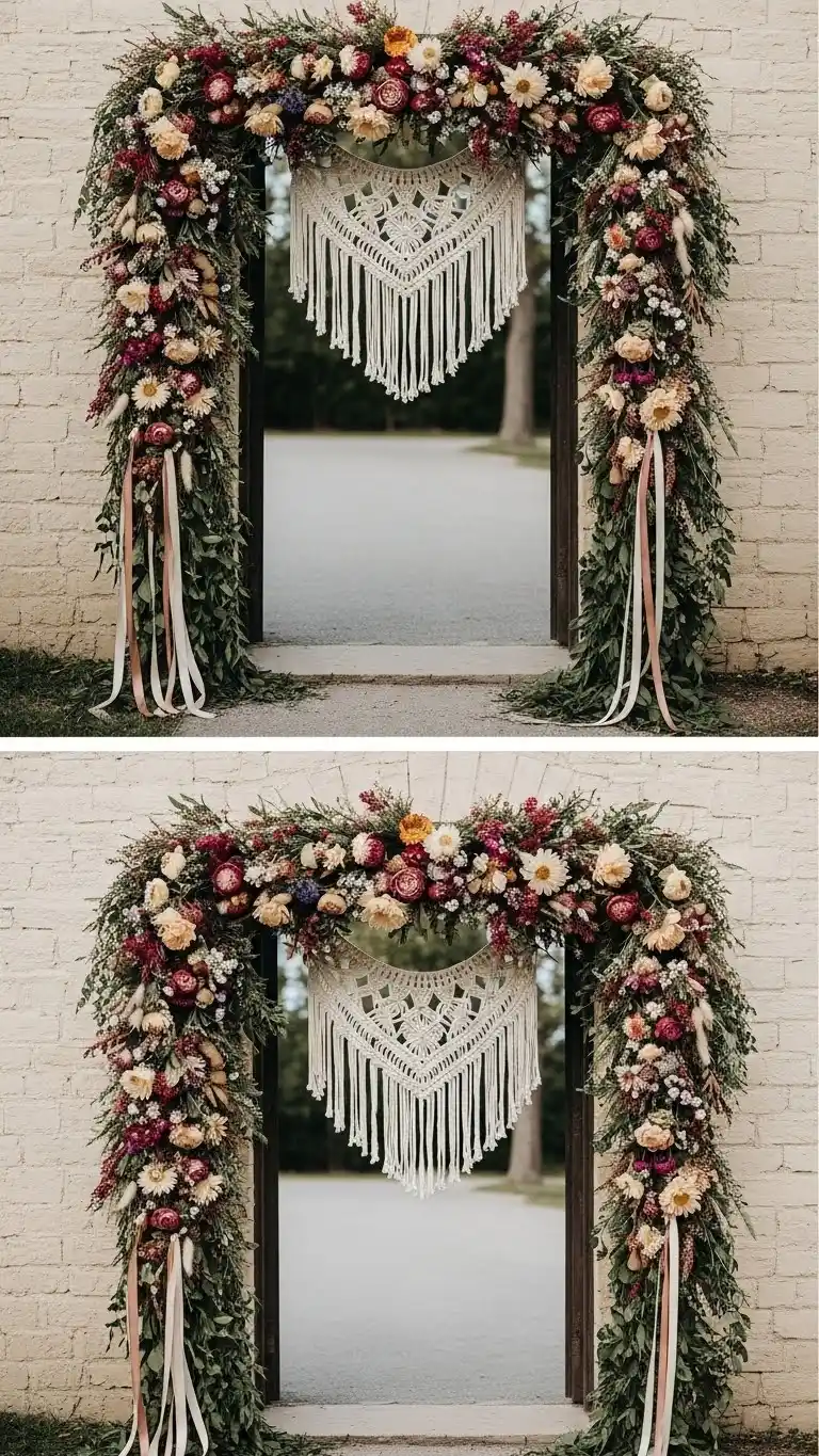 19 DIY Boho Wedding Decor Ideas to Transform Your Venue 11 7. Dried Flower Garlands