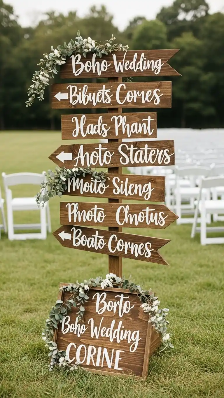19 DIY Boho Wedding Decor Ideas to Transform Your Venue 12 8. Personalized Wooden Signs
