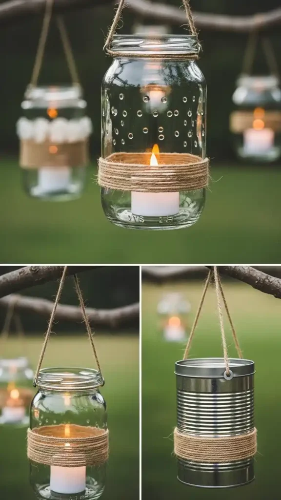 26 DIY Wedding Decorations on a Budget That Look Expensive 12 9. DIY Hanging Lanterns Made from Old Jars
