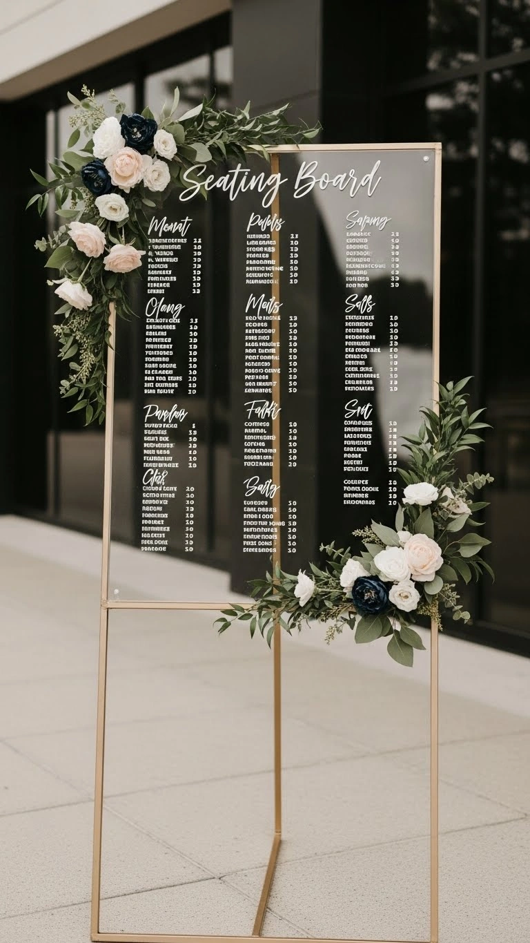 21 Unique Wedding Seating Chart Ideas That Wow Guests 9 Acrylic Seating Board