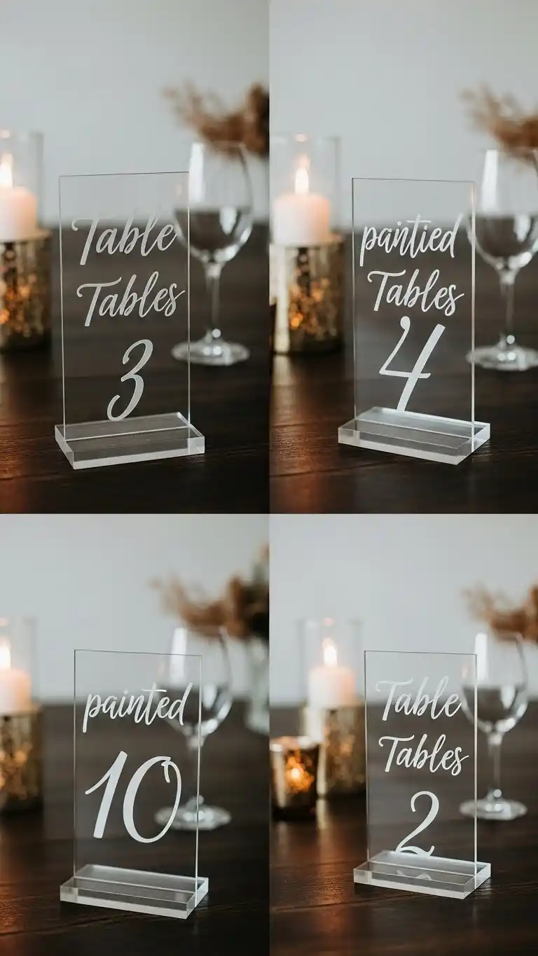 21 DIY Wedding Table Numbers to Elevate Your Reception Decor 6 Acrylic Stand Table Numbers