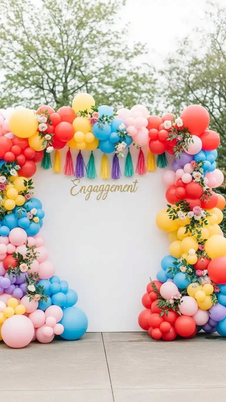 23 Engagement Party Backdrop Ideas That Will Wow Your Guests 7 Balloon Garland Backdrop