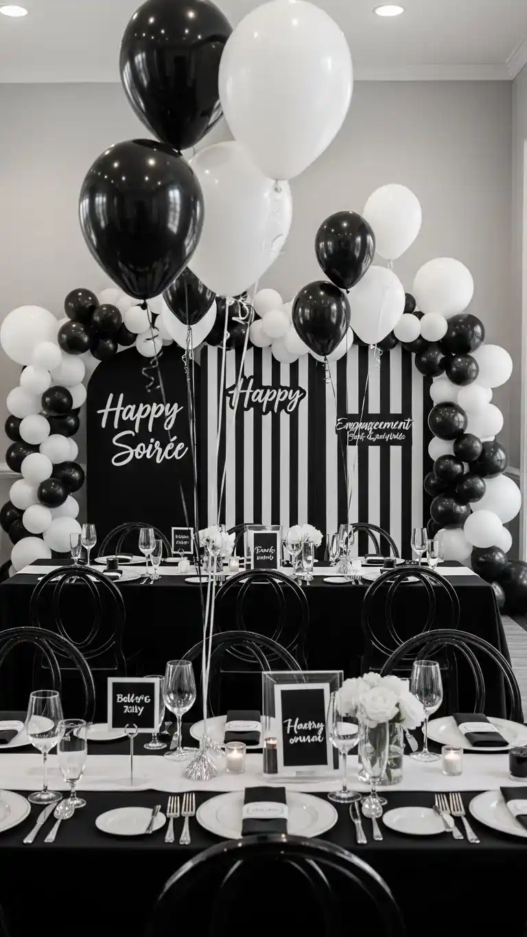 23 Engagement Party Themes Perfect for Every Couple 15 Black and White Soiree