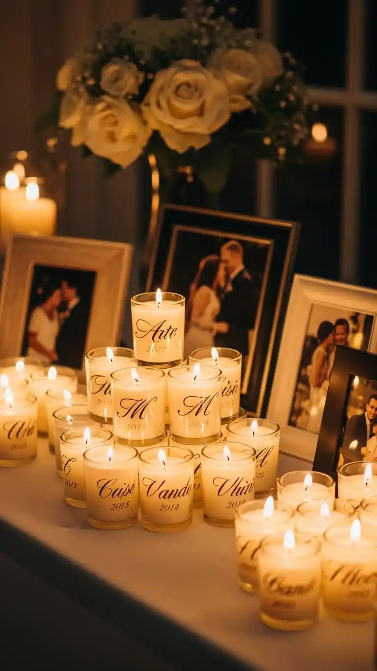 23 Meaningful Wedding Memorial Table Ideas for Your Big Day 18 Candle Votive Arrangements