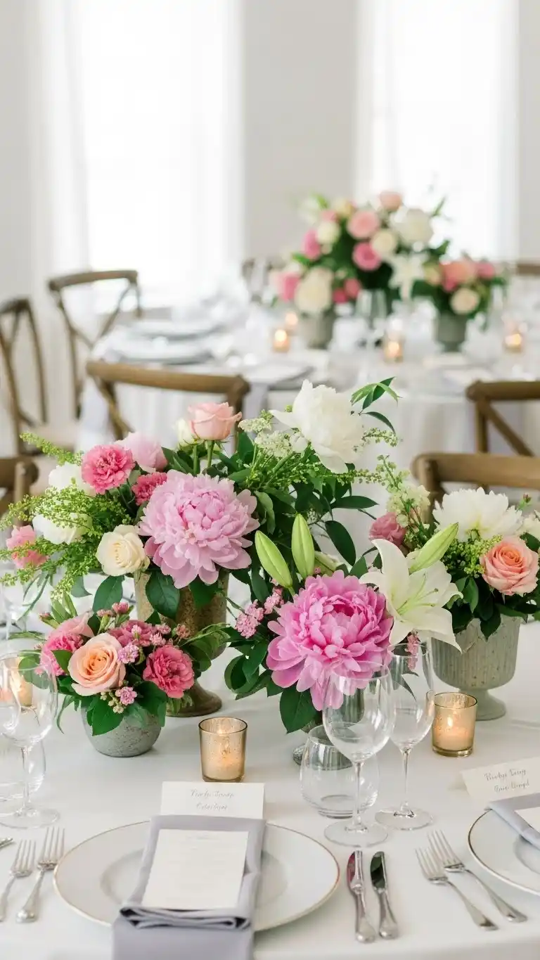 23 Elegant Engagement Party Table Decor Ideas for Every Theme 5 Classic Floral Centerpieces