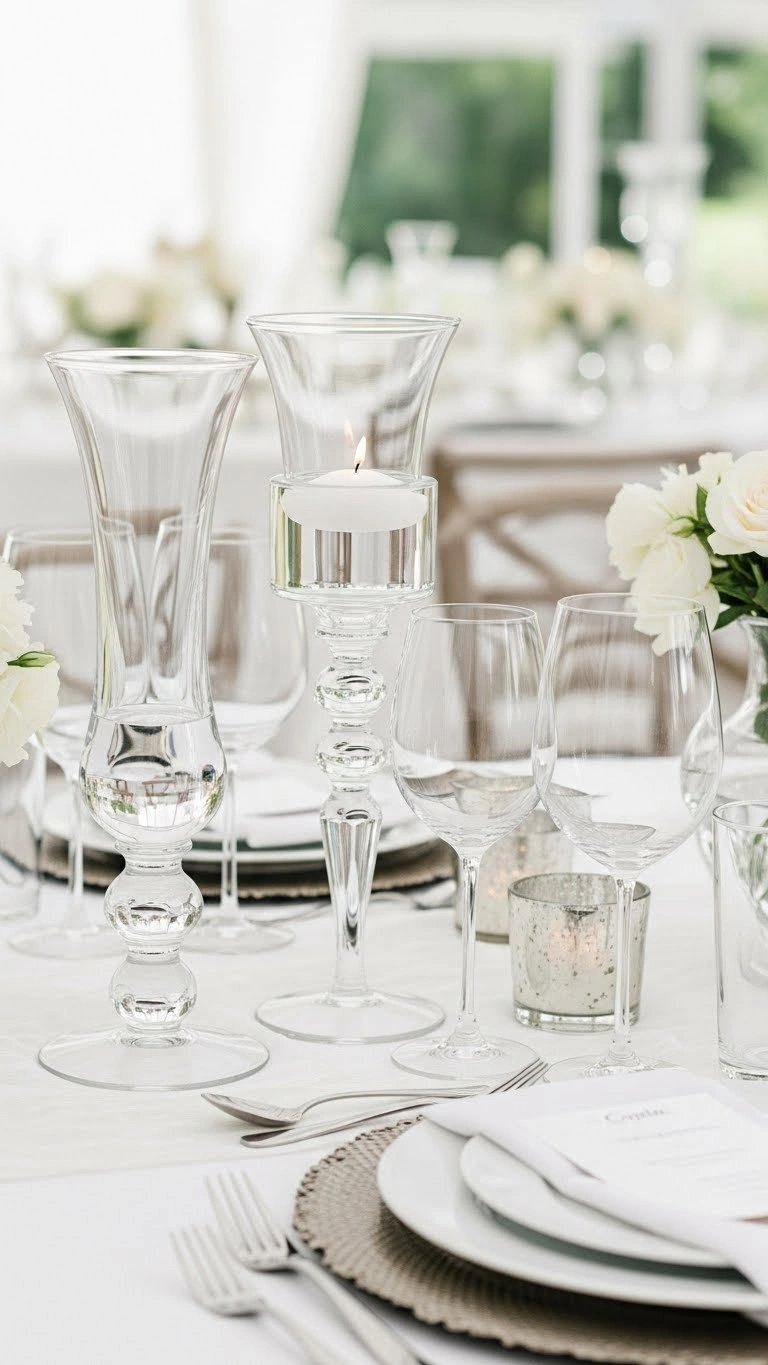 23 Elegant Engagement Party Table Decor Ideas for Every Theme 8 Crystal or Glassware Highlights