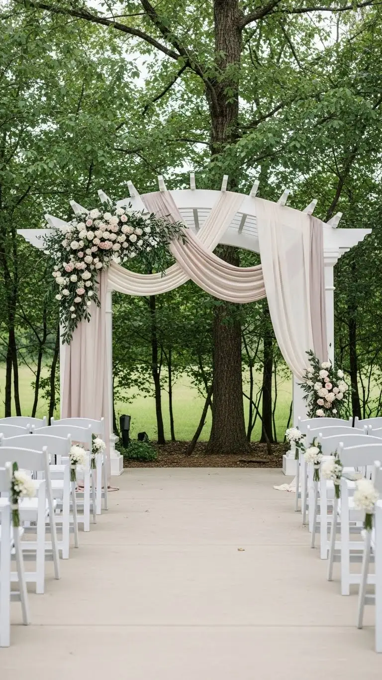 21 Outdoor Wedding Decoration Ideas 8 DIY Fabric Draping for Outdoor Ceremony Spaces