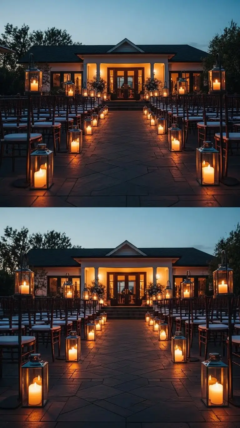 21 Outdoor Wedding Decoration Ideas 24 DIY Outdoor Candle and Lantern Pathway Lighting