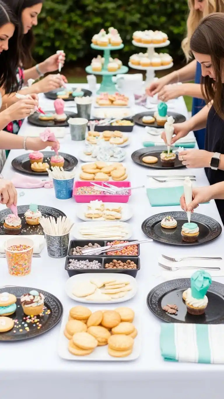 25 Backyard Engagement Party Ideas Perfect for Every Backyard 18 Dessert Decorating Station