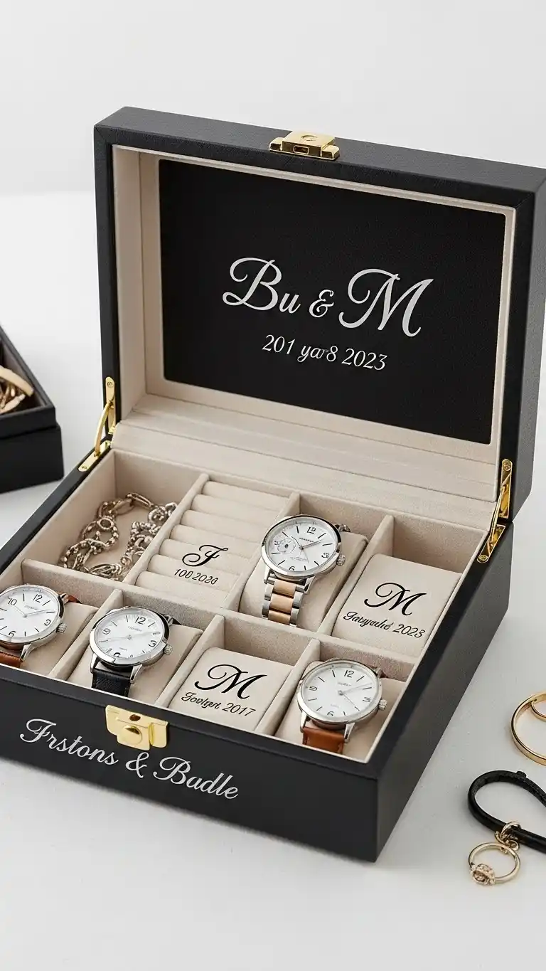 25 Wedding Gift Ideas for Bride and Groom 23 Engraved Jewelry Box or Watch Organizer