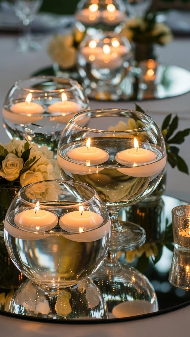 23 Elegant Engagement Party Table Decor Ideas for Every Theme 18 Floating Candle Displays