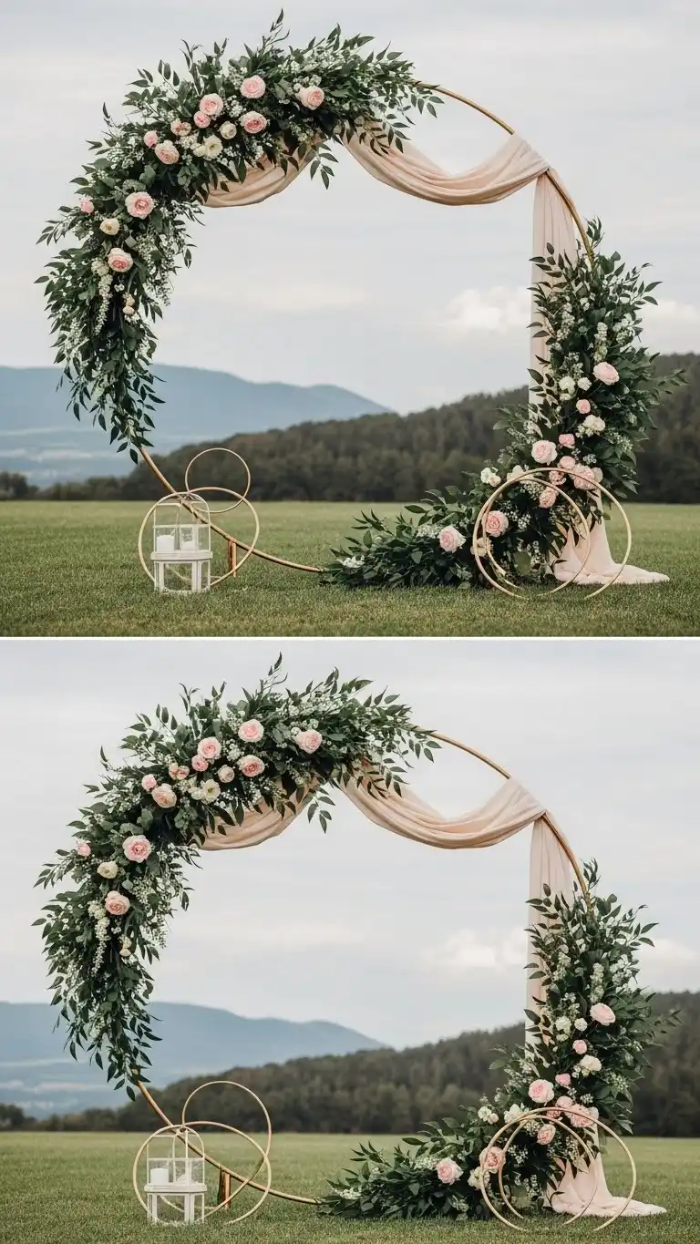 21 Outdoor Wedding Decoration Ideas 6 Floral Hoop Backdrops for DIY Wedding Decorations Outdoor