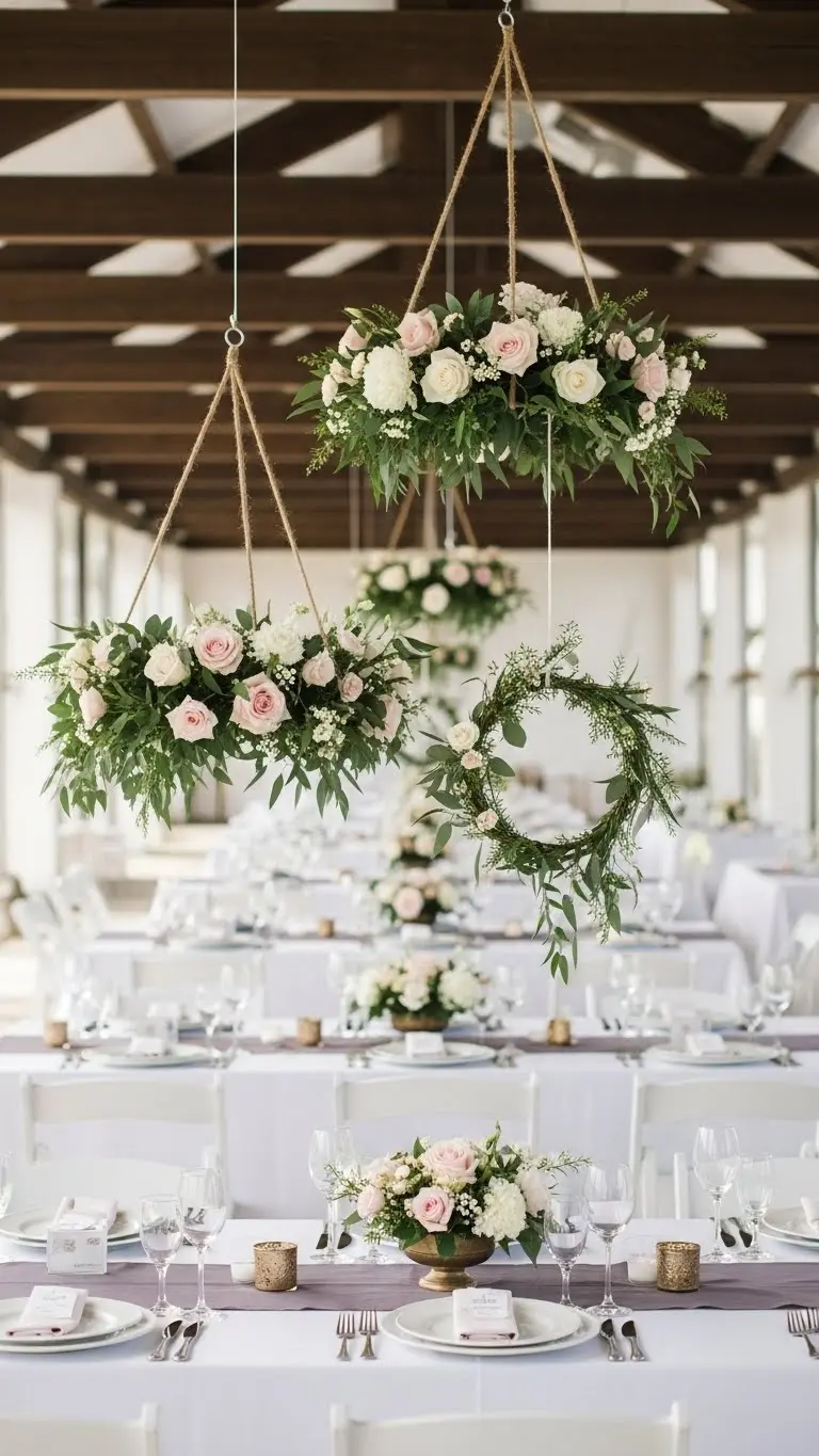 DIY Wedding Decorations Centerpieces: 17 Elegant Ideas 20 Floral Ring Centerpieces Hanging From Simple Stands