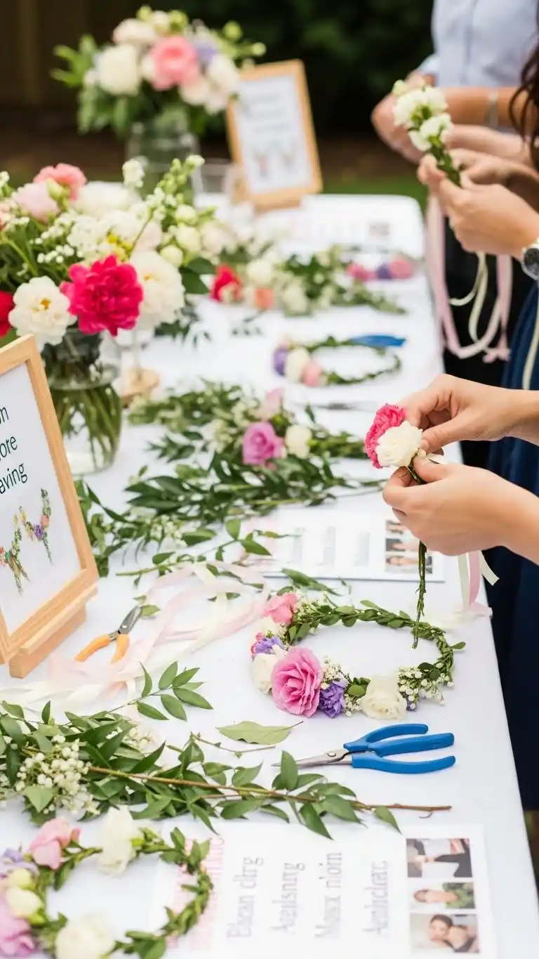 25 Backyard Engagement Party Ideas Perfect for Every Backyard 19 Flower Crown or Accessory Making