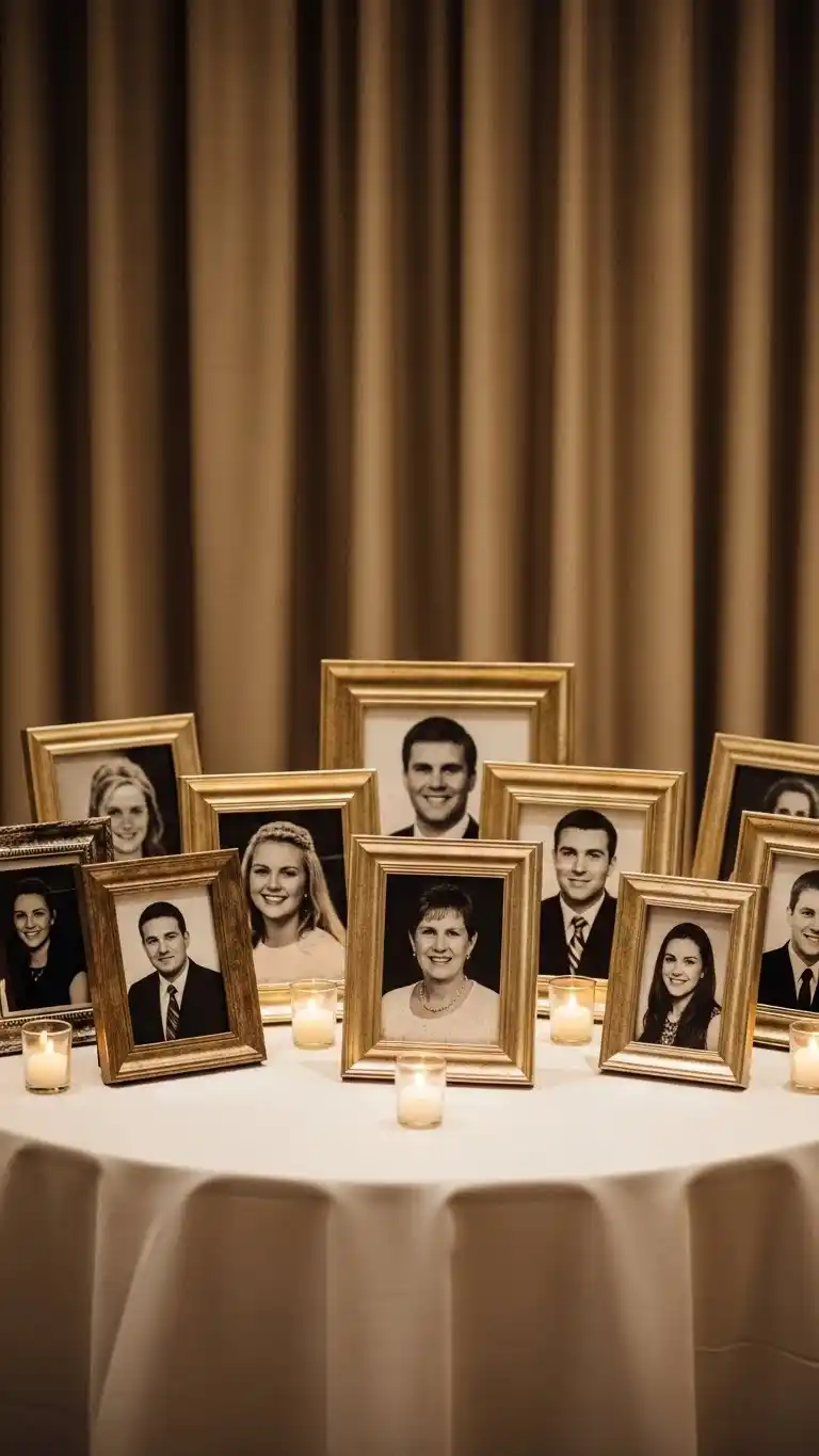23 Meaningful Wedding Memorial Table Ideas for Your Big Day 5 Framed Photos of Loved Ones