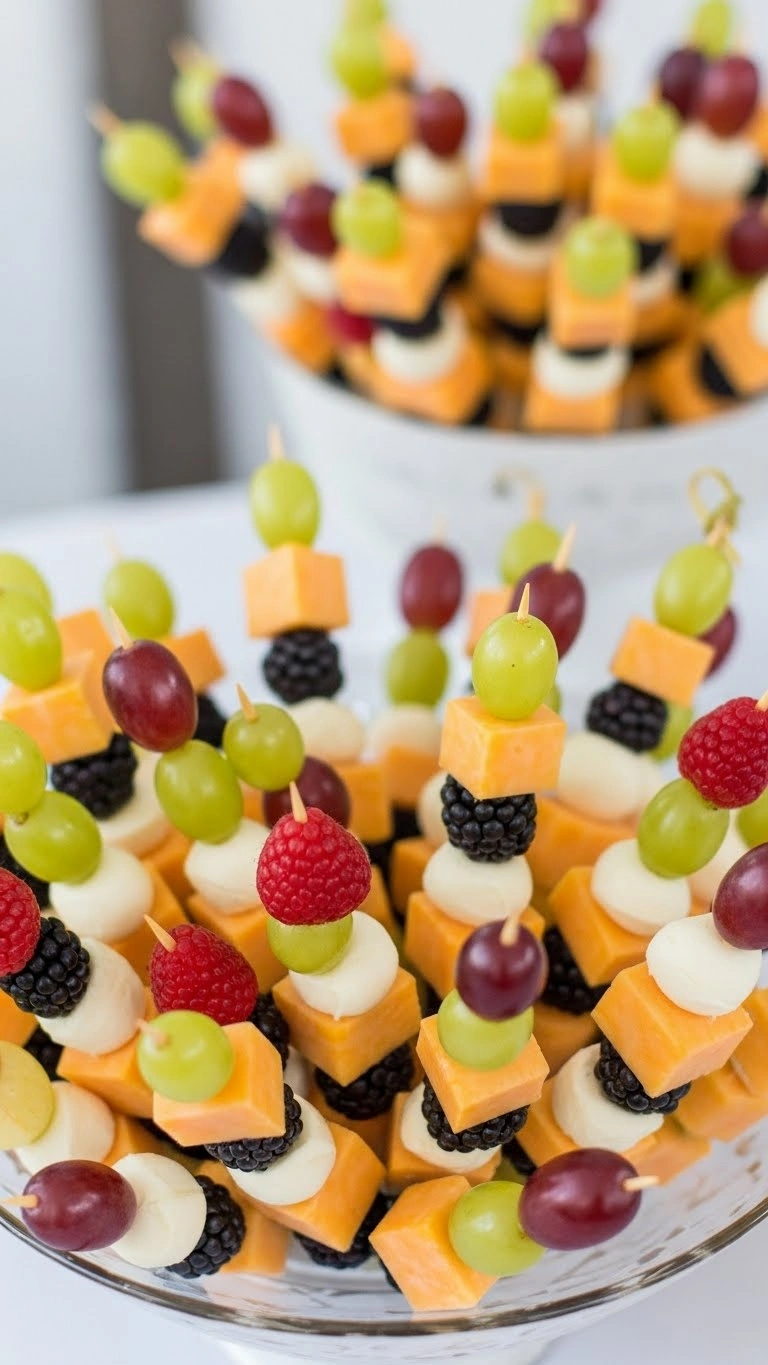 21 Engagement Party Food Ideas for a Delicious Celebration 15 Fruit and Cheese Kabobs