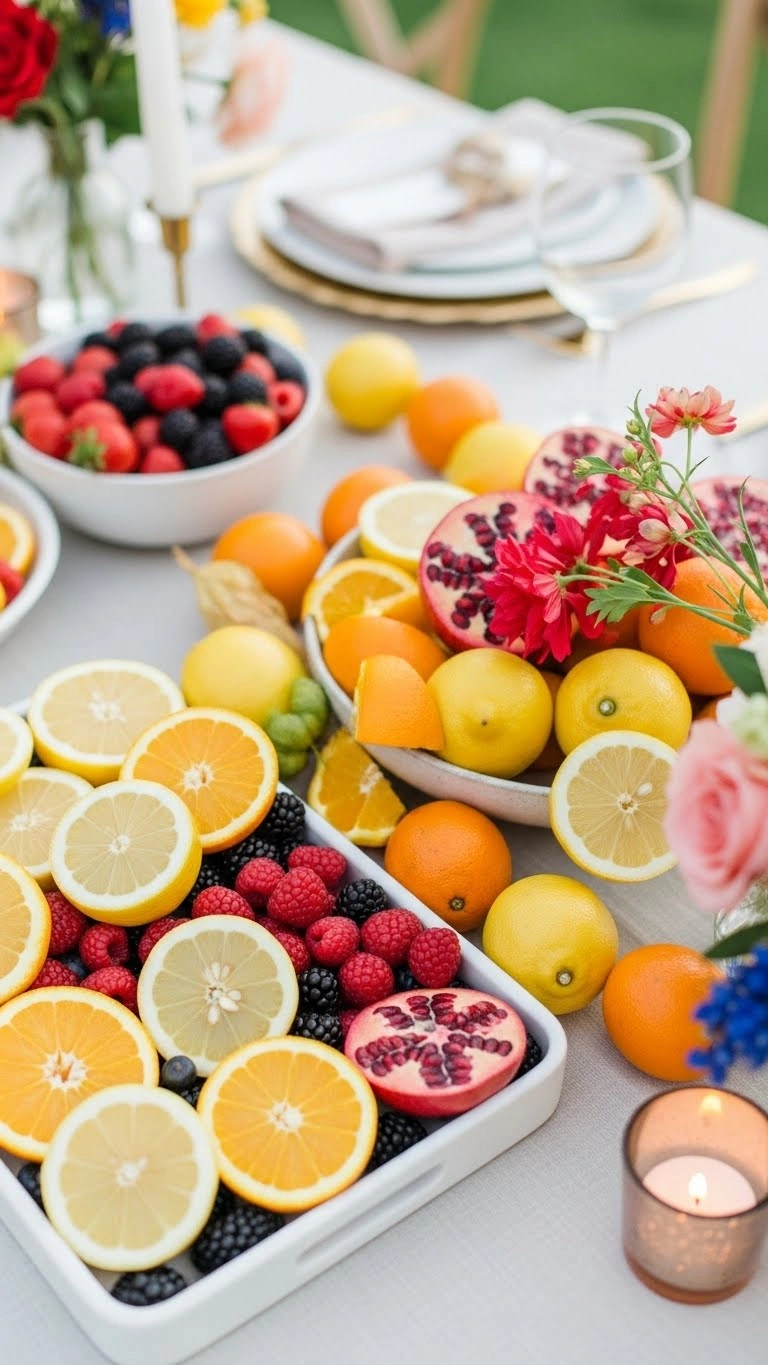 23 Elegant Engagement Party Table Decor Ideas for Every Theme 15 Fruit and Citrus Accents