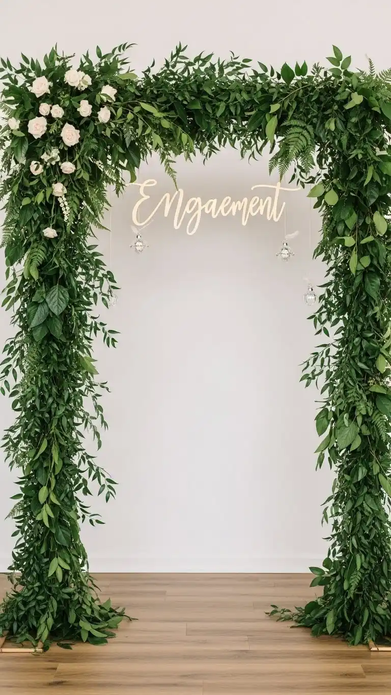 23 Engagement Party Backdrop Ideas That Will Wow Your Guests 6 Greenery Arch