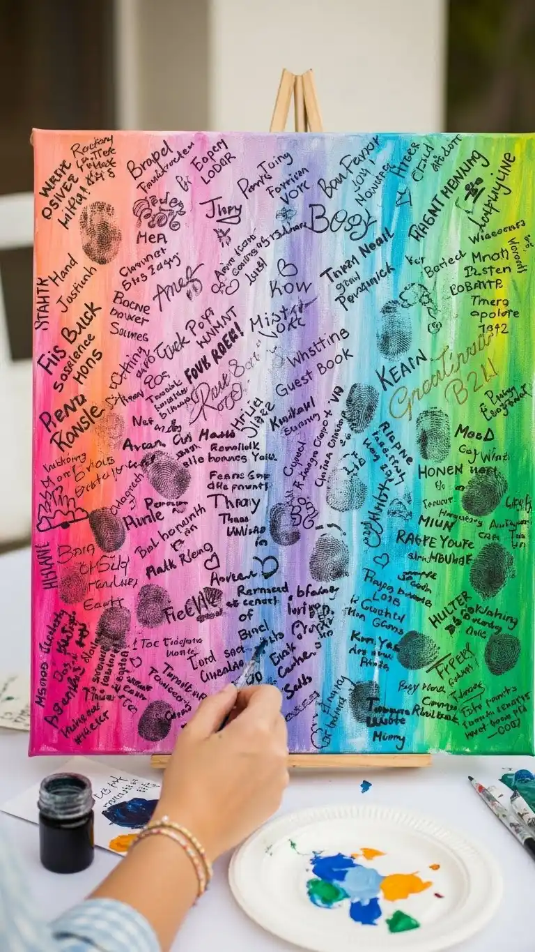 23 Creative Wedding Guest Book Ideas for a Memorable Day 8 Hand-Painted Canvas Guest Book