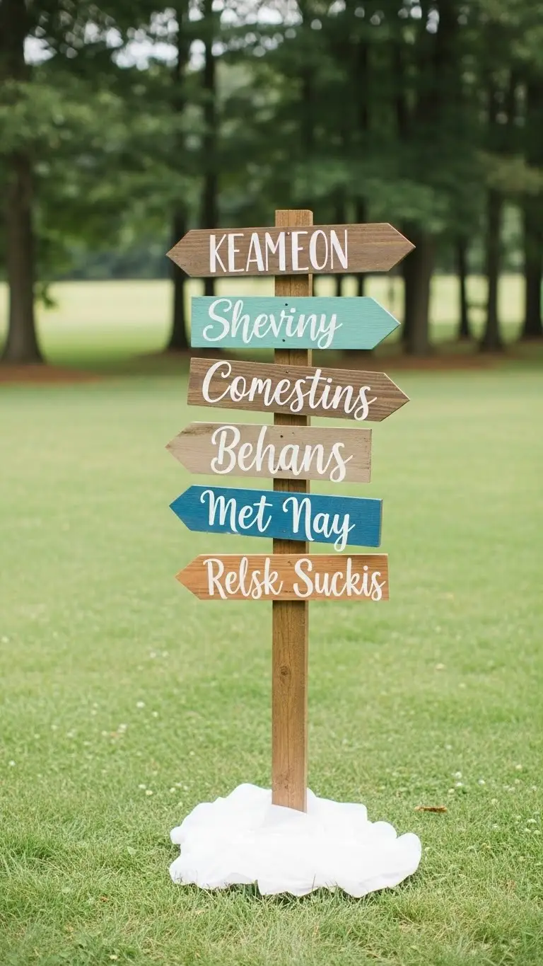 21 Outdoor Wedding Decoration Ideas 13 Handmade Directional Signposts for Outdoor Venues