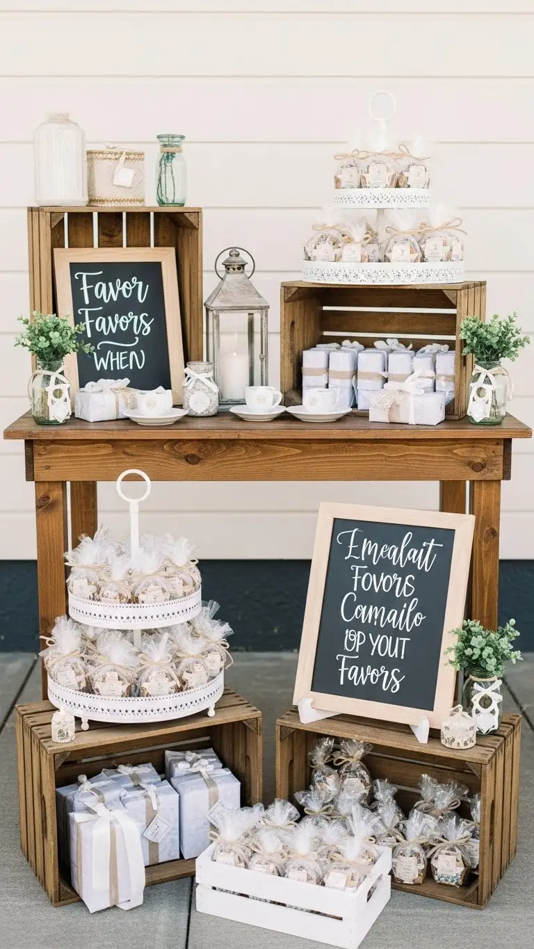 21 Outdoor Wedding Decoration Ideas 23 Handmade Favor Display Tables for Outdoor Weddings