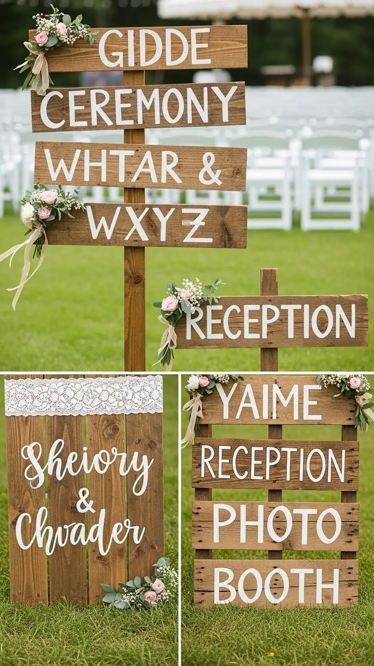 DIY Wedding Decorations Outdoor: 15 Cozy Ideas 6 Handmade Rustic Wooden Signage