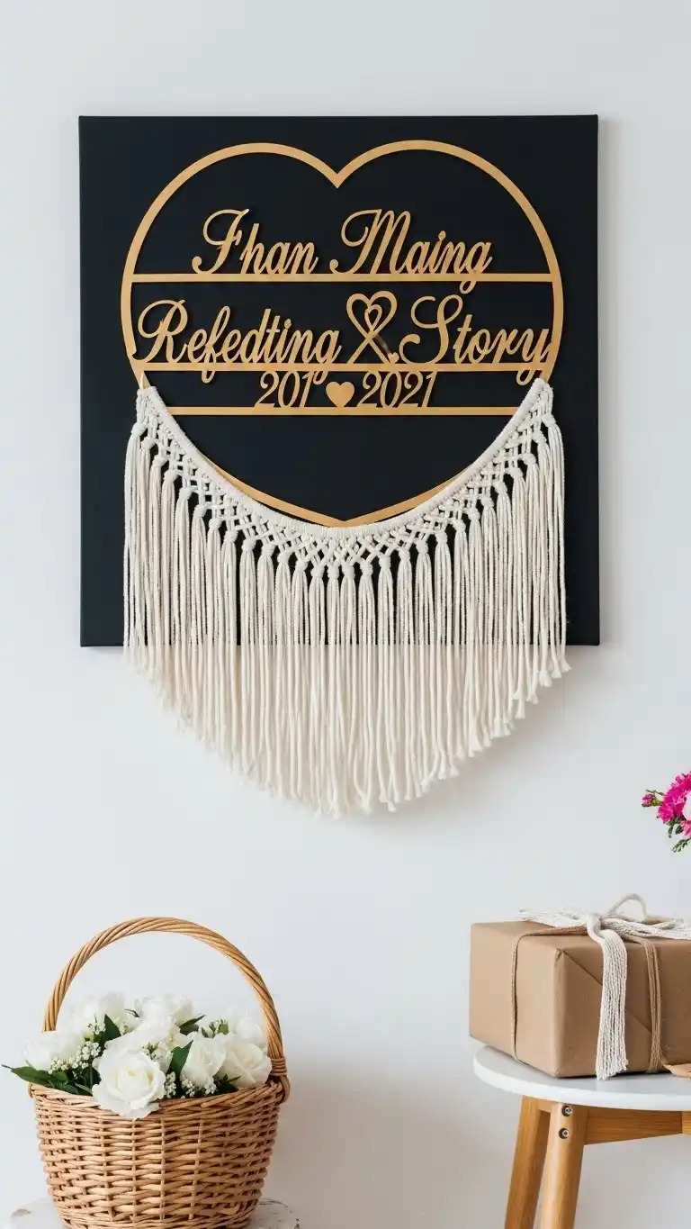 25 Wedding Gift Ideas for Bride and Groom 14 Handmade Wall Art Reflecting Their Love Story